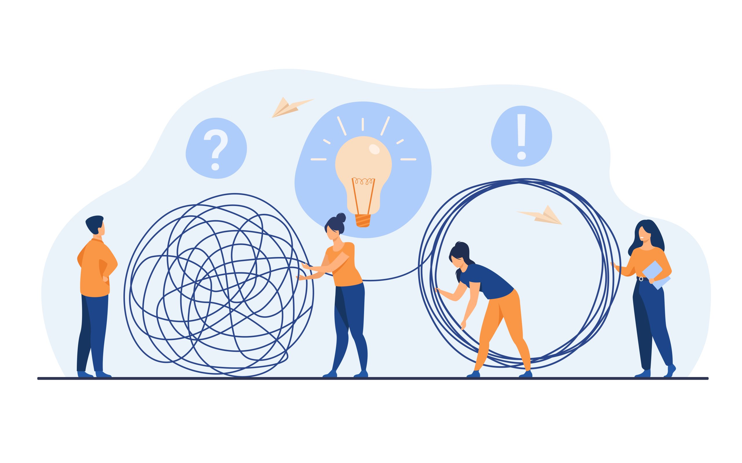Team of crisis managers solving businessman problems Team of crisis managers solving businessman problems